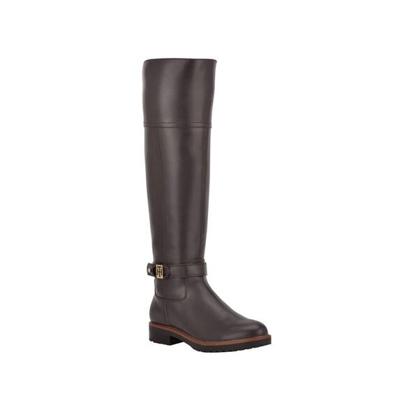 Tommy Hilfiger Women's Felvia Lug Bottom Riding Boots, Espresso Size 8M - Picture 1 of 6